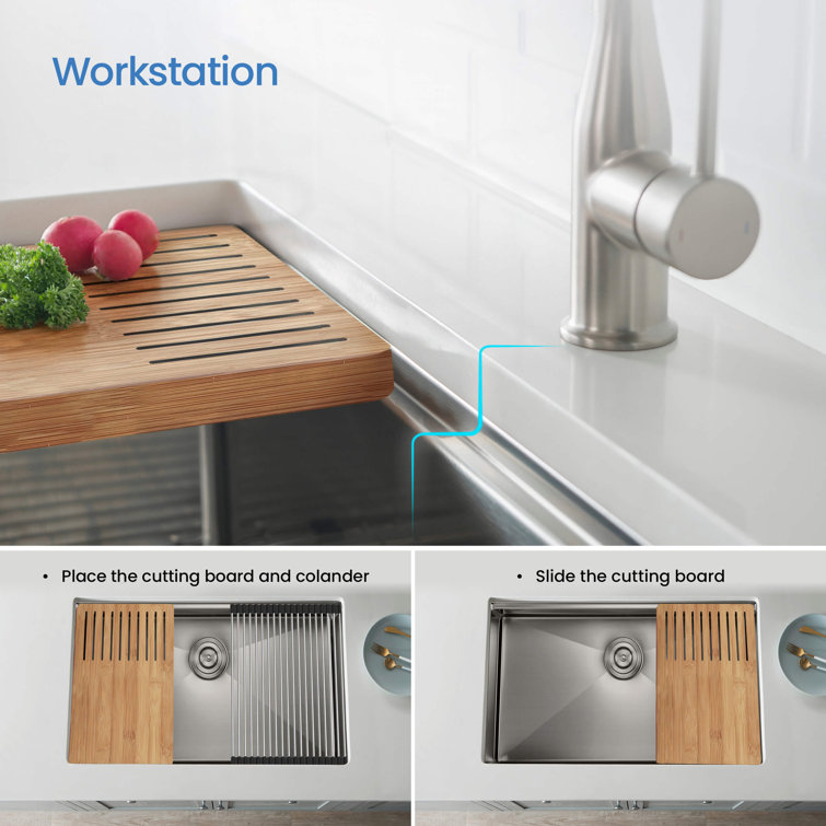 33 Inch Stainless Steel Single Bowl Undermount Kitchen Sink