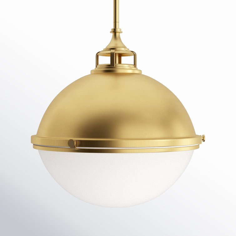 Kyoto 3-Light Satin Brass Bowl Chandelier with Etched Opal Glass