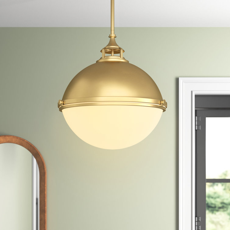 Kyoto 3-Light Satin Brass Bowl Chandelier with Etched Opal Glass