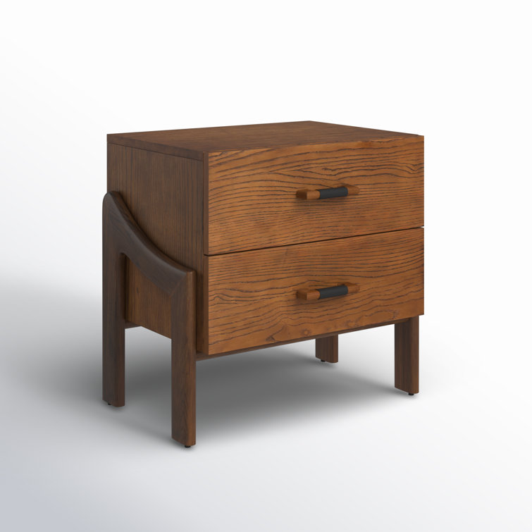 Terra Brown Ash Solid Wood 2-Drawer Nightstand