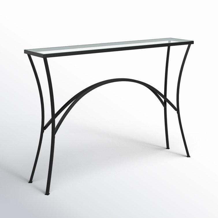 Alayna 48'' Black Metal and Clear Glass Console Table