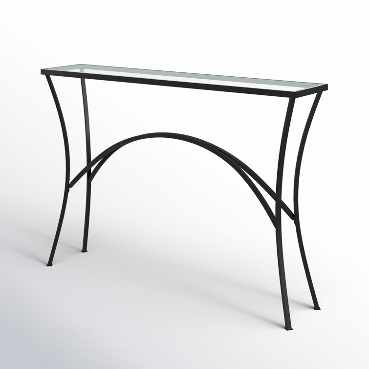 Alayna 48'' Black Metal and Clear Glass Console Table