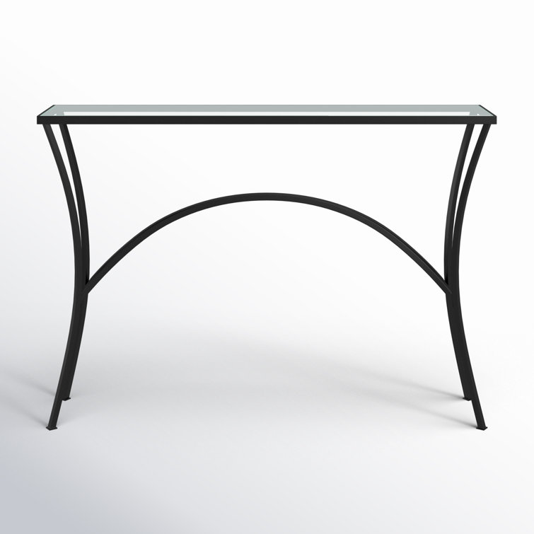 Alayna 48'' Black Metal and Clear Glass Console Table