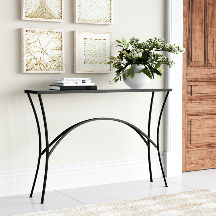 Versie 48'' Black Metal and Glass Console Table