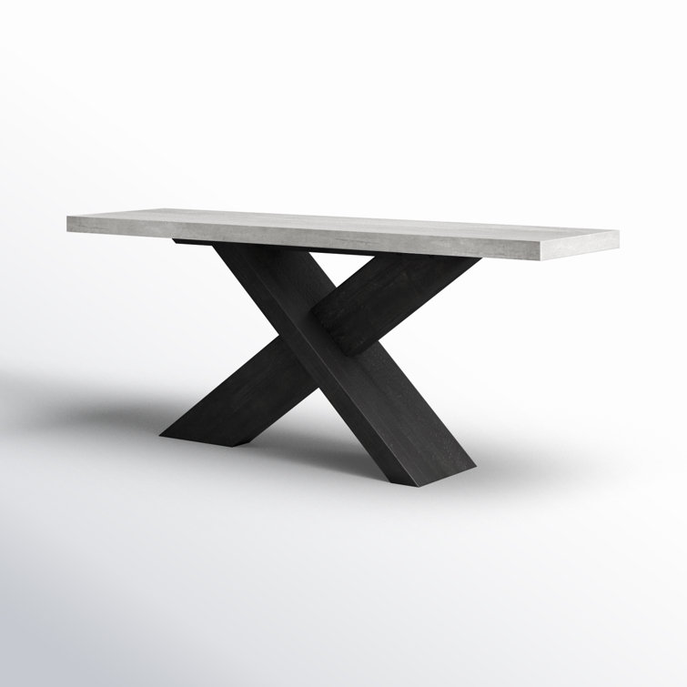 Durant 72" Black X-Base Console Table with Concrete Top