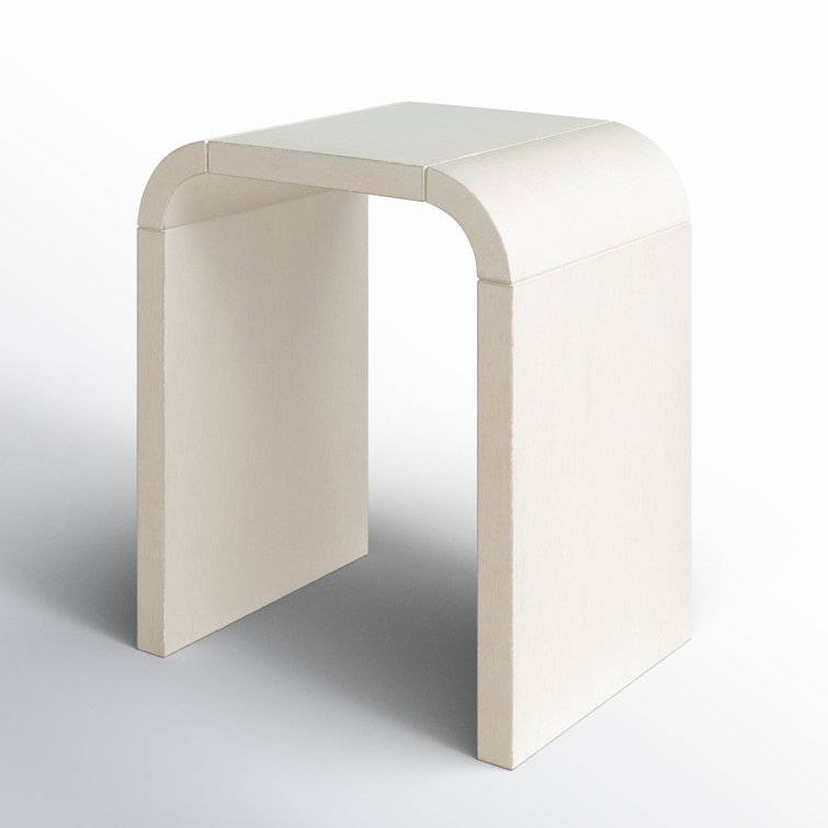 White Washed Wood and Metal Modern Rectangular End Table