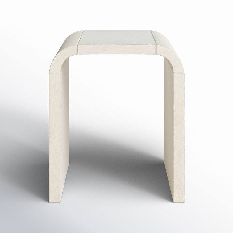White Washed Wood and Metal Modern Rectangular End Table
