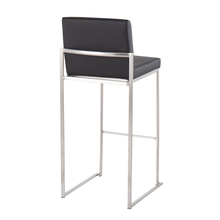 Adjustable Gold Steel and White Faux Leather Bar Stool