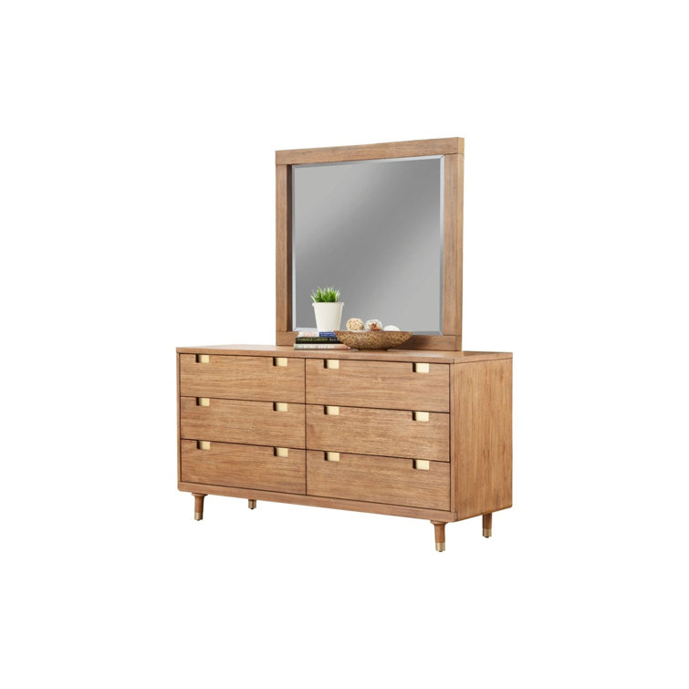 Easton Mid-Century Transitional Brown Double Dresser with Dovetail Drawers