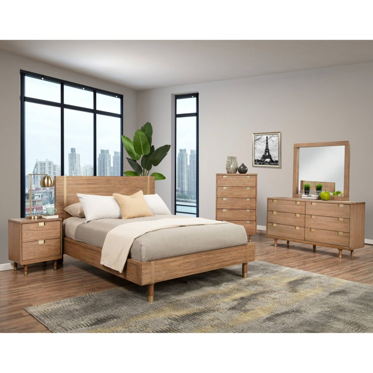 Easton Mid-Century Transitional Brown Double Dresser with Dovetail Drawers