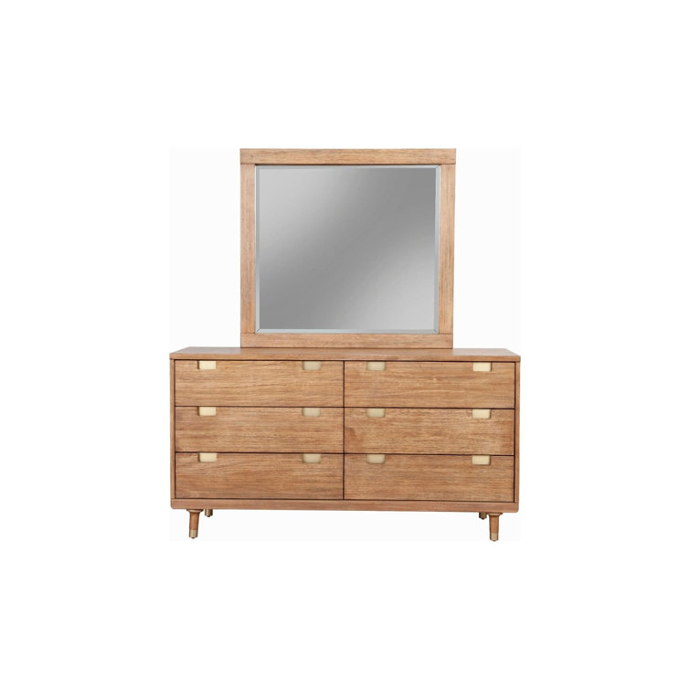 Easton Mid-Century Transitional Brown Double Dresser with Dovetail Drawers