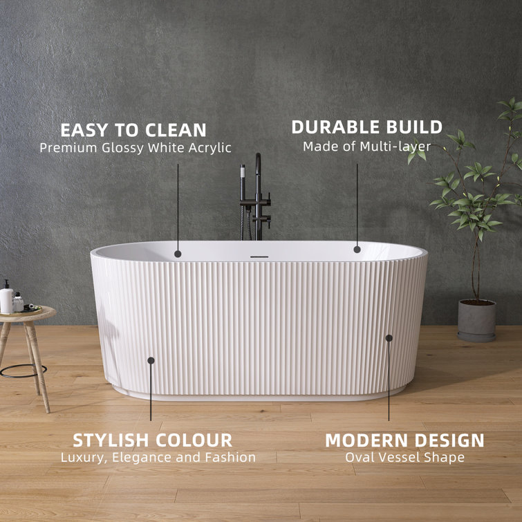 59'' x 29.5'' Freestanding Soaking Acrylic Bathtub