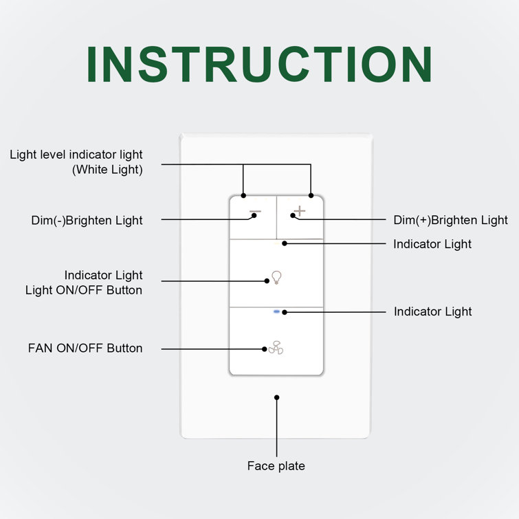 White Tamper Resistant Dimmer Switch for Bathroom Fan and Light