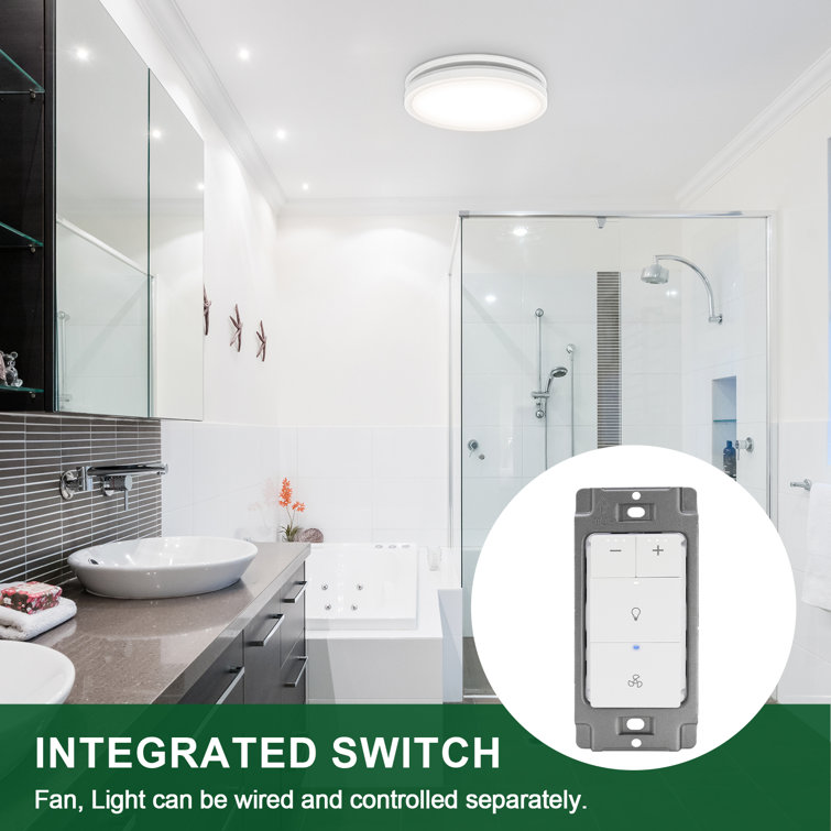 White Tamper Resistant Dimmer Switch for Bathroom Fan and Light