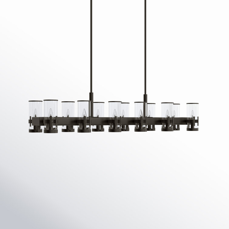 Black Oxide 12-Light Kitchen Island Pendant with Clear Glass