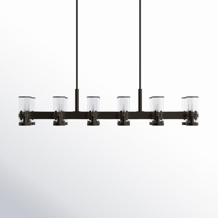 Black Oxide 12-Light Kitchen Island Pendant with Clear Glass