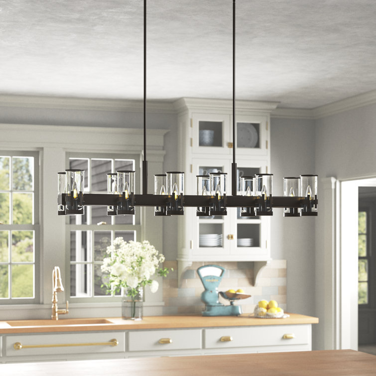 Black Oxide 12-Light Kitchen Island Pendant with Clear Glass