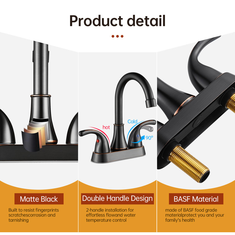 Oil Rubbed Bronze 4-Inch Centerset Bathroom Faucet with Pop-Up Drain
