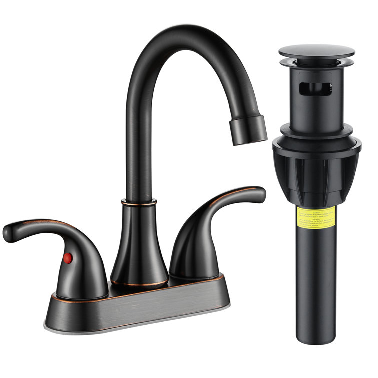 Oil Rubbed Bronze 4-Inch Centerset Bathroom Faucet with Pop-Up Drain