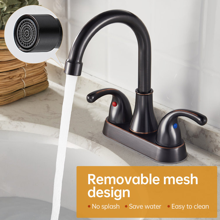 Oil Rubbed Bronze 4-Inch Centerset Bathroom Faucet with Pop-Up Drain