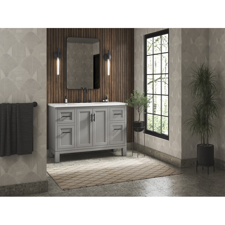Quo 48'' Mohair Gray Bathroom Vanity with Quartz Top