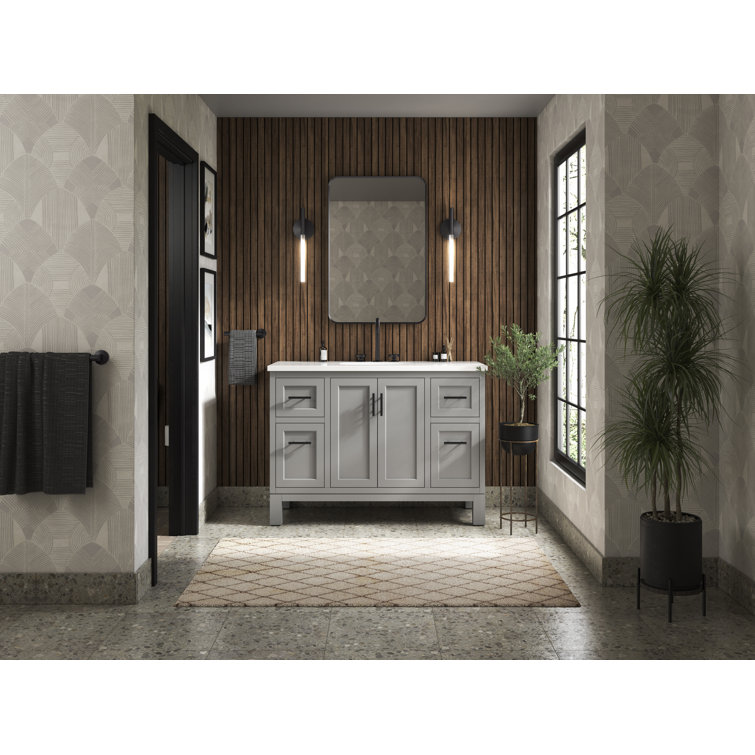 Quo 48'' Mohair Gray Bathroom Vanity with Quartz Top