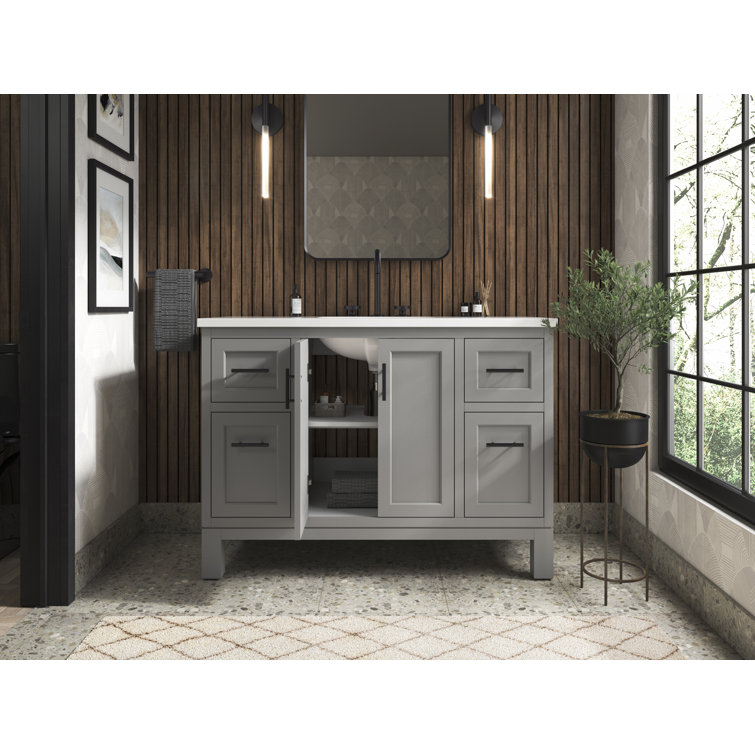 Quo 48'' Mohair Gray Bathroom Vanity with Quartz Top