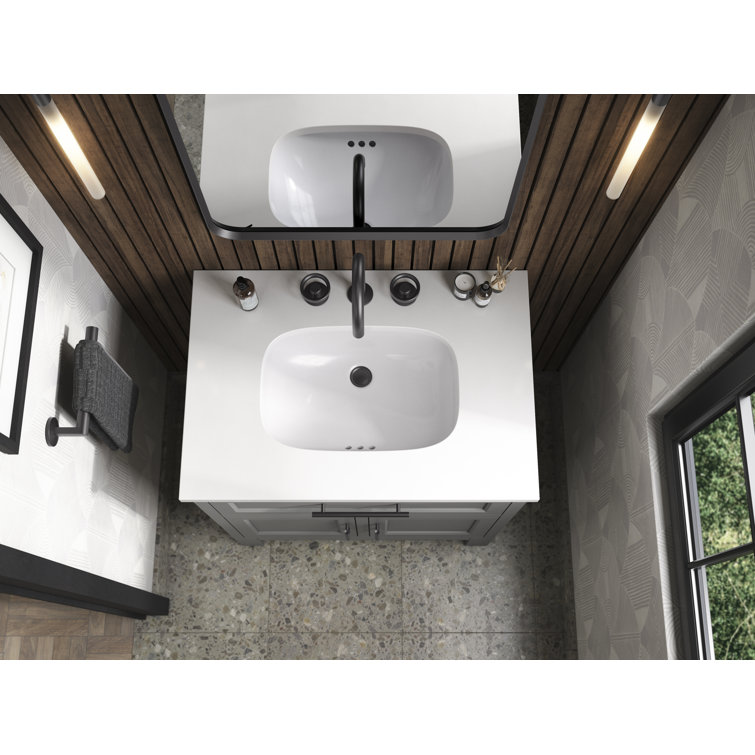 Quo 30" Mohair Grey Freestanding Bathroom Vanity with Quartz Top