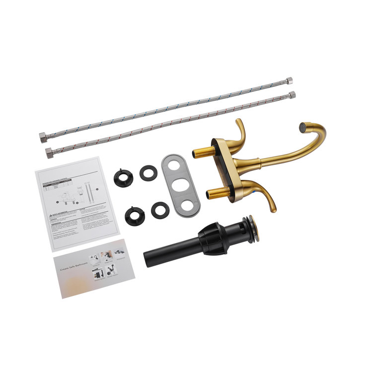 Brushed Gold 2-Handle Centerset Bathroom Faucet with Drain Assembly