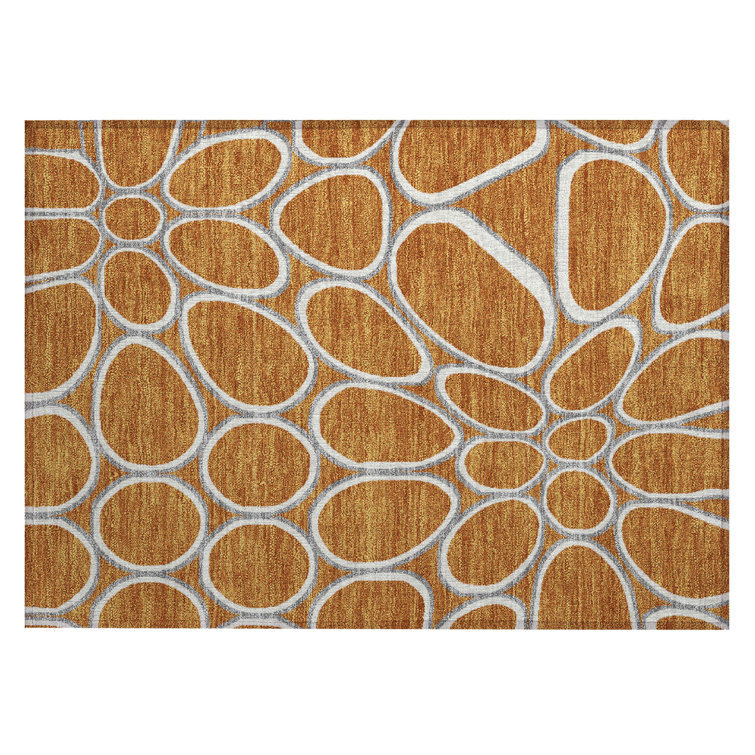 Paprika Red Rectangular Synthetic Washable Area Rug 30" x 20"