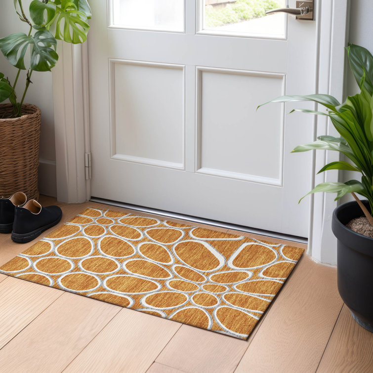 Paprika Red Rectangular Synthetic Washable Area Rug 30" x 20"