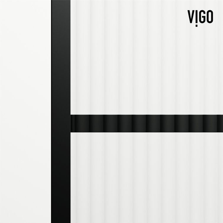Ventana Matte Black 34" x 74" Framed Shower Screen with Fluted Glass