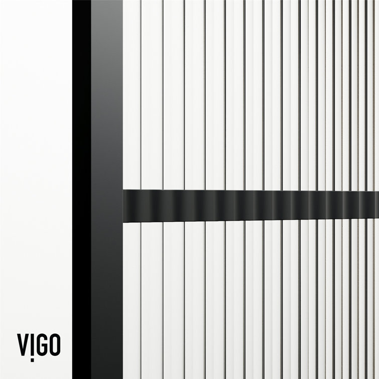 Ventana Matte Black 34" x 74" Framed Shower Screen with Fluted Glass