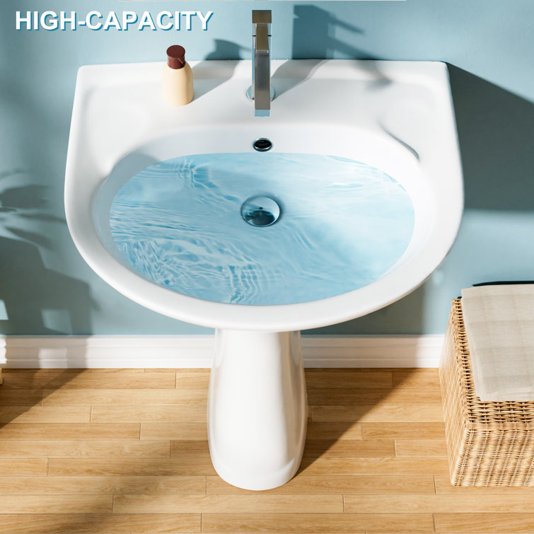 22 in. White Gloss Ceramic U-Shape Pedestal Sink