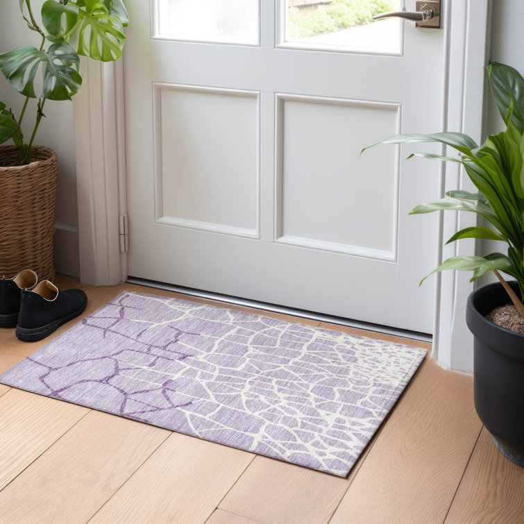 Lavender Mosaic Pattern Washable Synthetic Doormat