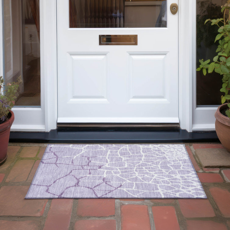 Lavender Mosaic Pattern Washable Synthetic Doormat