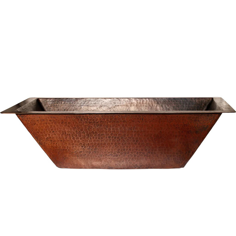 Hand-Hammered Antique Copper Rectangular Undermount Bathroom Sink