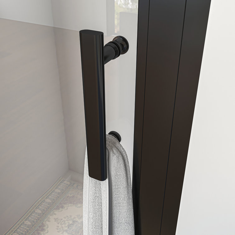 36'' x 72'' Frameless Clear Glass Shower Door in Matte Black