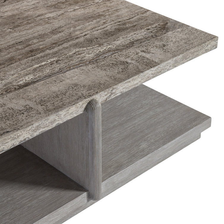 Gray Wood and Stone Square Coffee Table