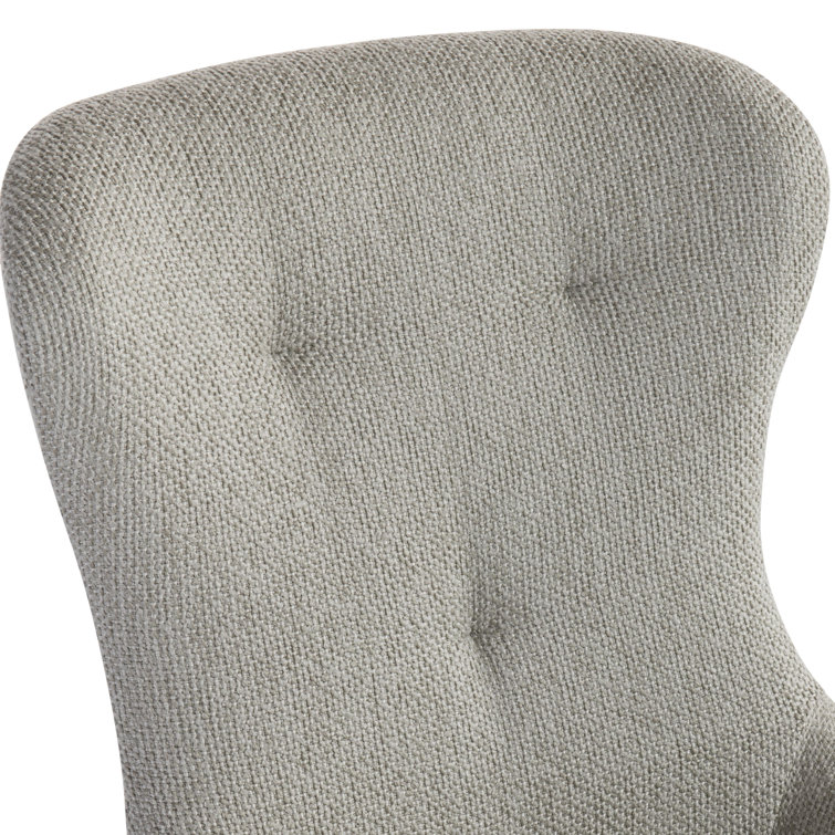 Gray Upholstered Wingback Dining Chair with Wood Legs