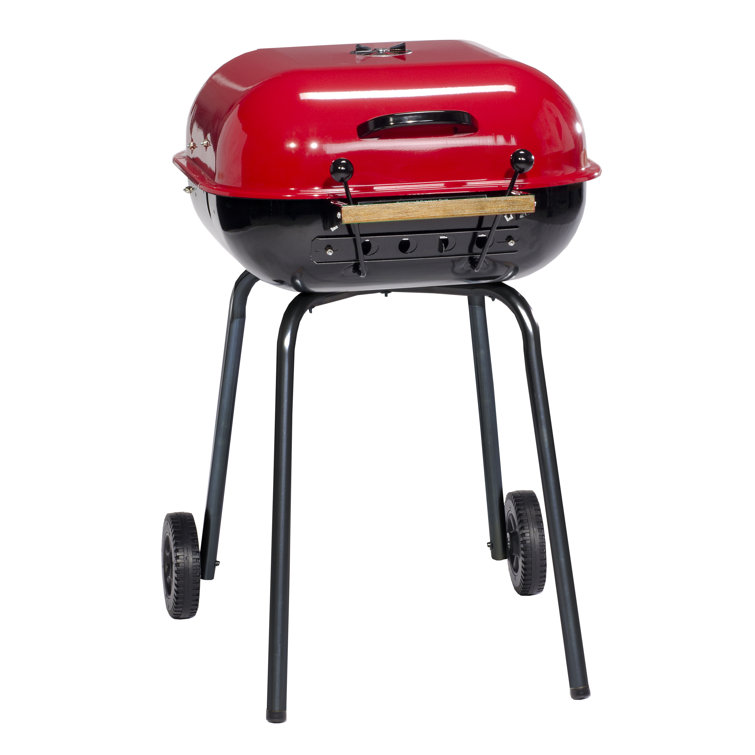Americana Red and Black 25'' Charcoal Grill with Wheels