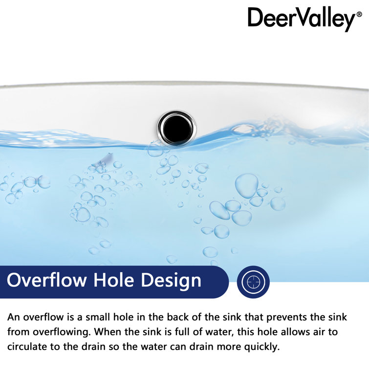 16" White Ceramic Round Undermount Bathroom Sink with Overflow