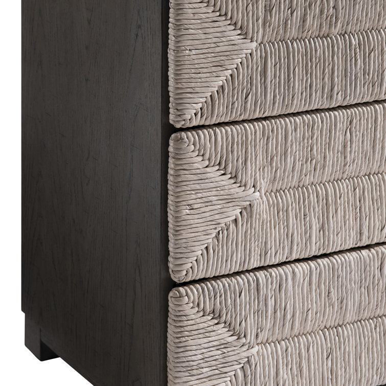 Palma Beige and Gray Woven Abaca 3-Drawer Nightstand