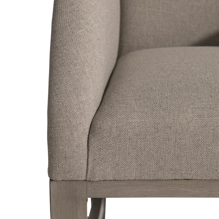 Beige Upholstered Stationary Dining Chair with Wood Legs