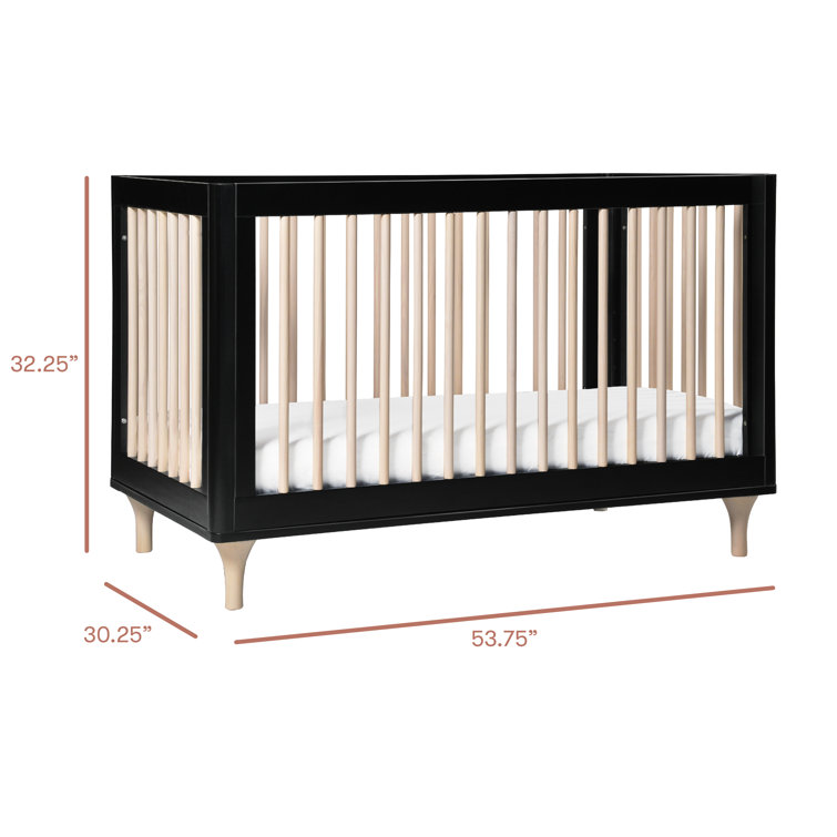 Black and Natural Pine 3-in-1 Convertible Crib with Toddler Bed