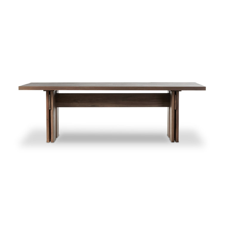 96" Stained Toasted Brown Solid Teak Outdoor Dining Table