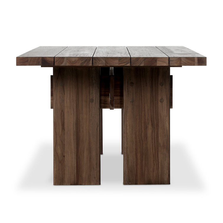 96" Stained Toasted Brown Solid Teak Outdoor Dining Table