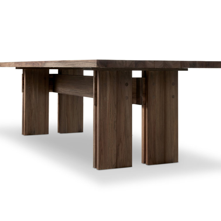 96" Stained Toasted Brown Solid Teak Outdoor Dining Table