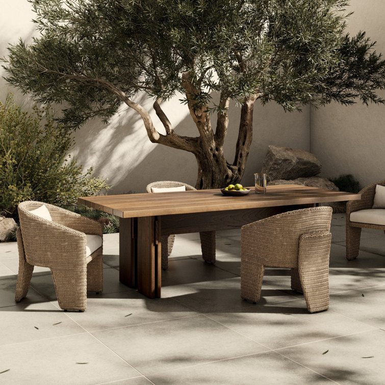96" Stained Toasted Brown Solid Teak Outdoor Dining Table