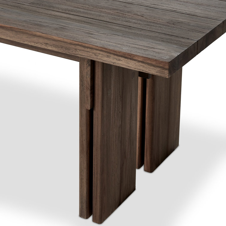96" Stained Toasted Brown Solid Teak Outdoor Dining Table